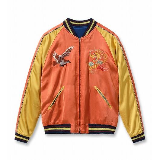 テーラー東洋 TAILOR TOYO スカジャン TT15911 港商 スペシャルエディション EAGLE ＆ DRAGON × JAPAN MAP 鷲 龍 イーグル ドラゴン 日本地図 東洋 (オレンジ)の画像