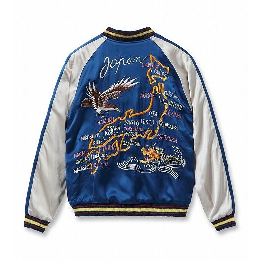 テーラー東洋 TAILOR TOYO スカジャン TT15911 港商 スペシャルエディション EAGLE ＆ DRAGON × JAPAN MAP 鷲 龍 イーグル ドラゴン 日本地図 東洋 (オレンジ)の画像