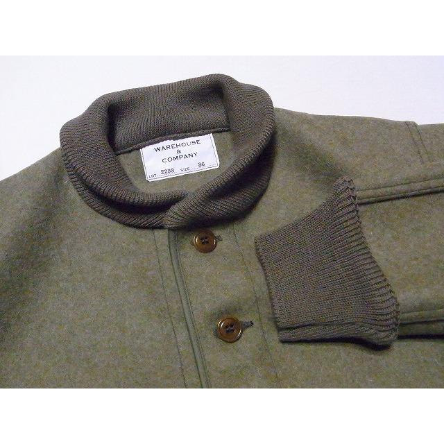 ウエアハウス WAREHOUSE A-1 スタイル ウールジャケット 2233 A-1 STYLE WOOL JACKET ウール トップメルトン (ODグリーン)の画像