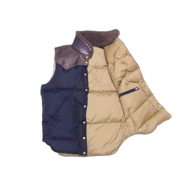 ROCKY MOUNTAIN[ロッキーマウンテン]×WAREHOUSE[ウエアハウス] ナイロン クリスティーダウンベスト 2235 NYLON CHRISTY DOWN VEST ダウンベスト (ブラック)の画像