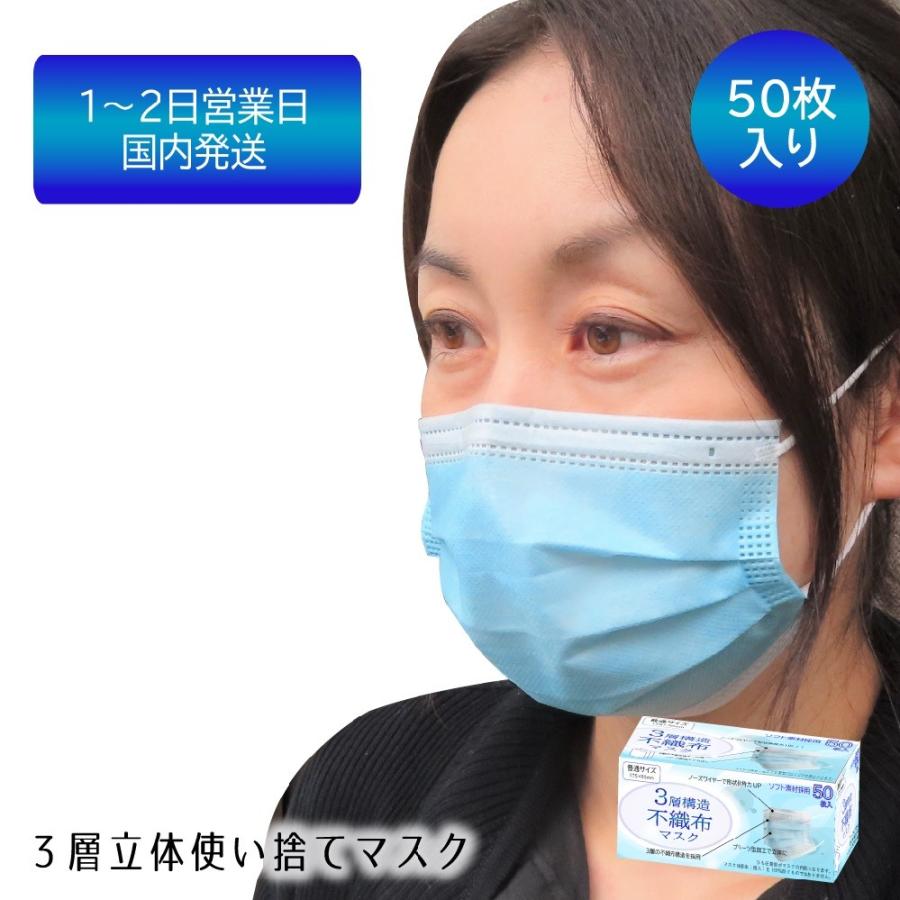 使い捨てマスク マスク 不織布マスク 衛生マスク 50枚 1箱 カラー 青