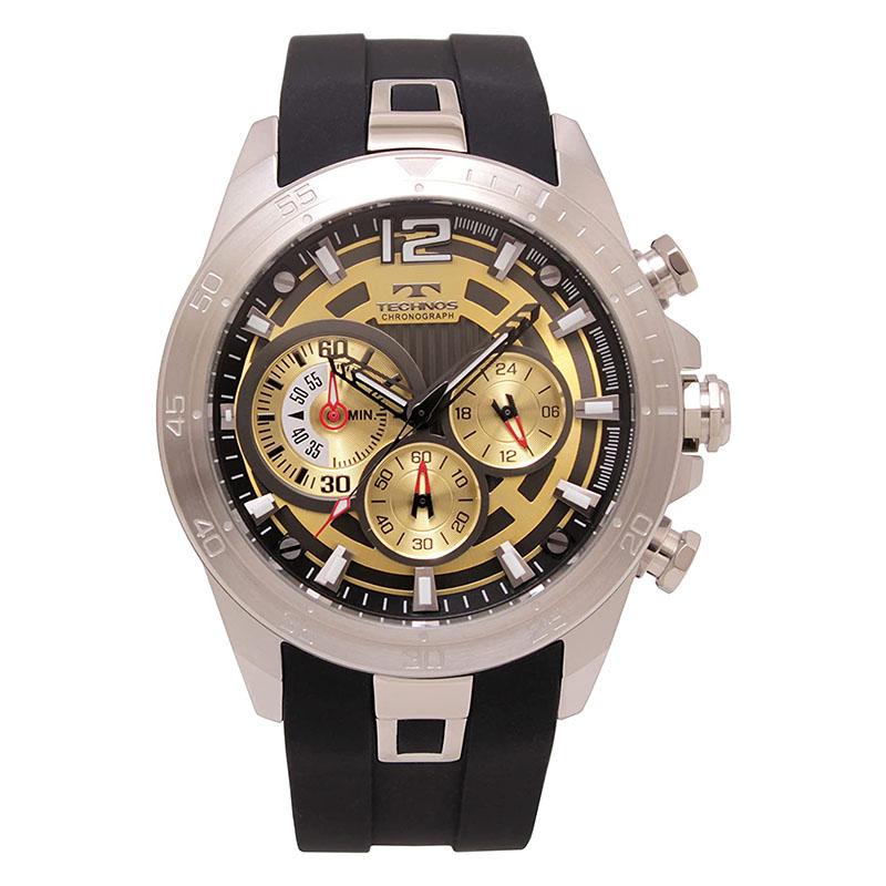 [TECHNOS] テクノス 腕時計 T8B40SG クロノグラフ 10気圧防水 メンズ ブラック