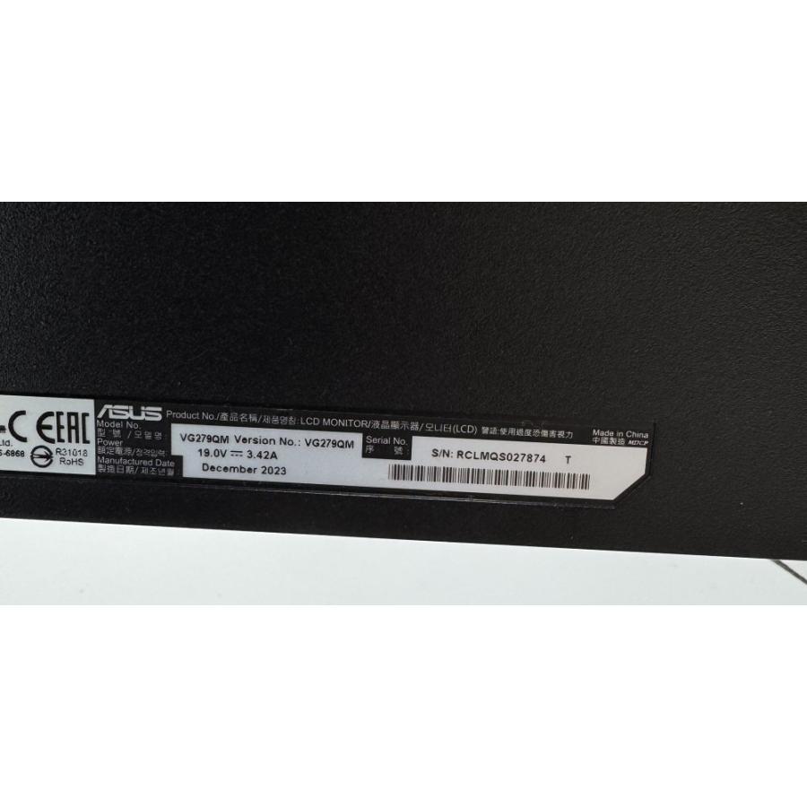 中古 動作確認済】 ASUS ゲーミングモニター TUF Gaming VG279QM 27