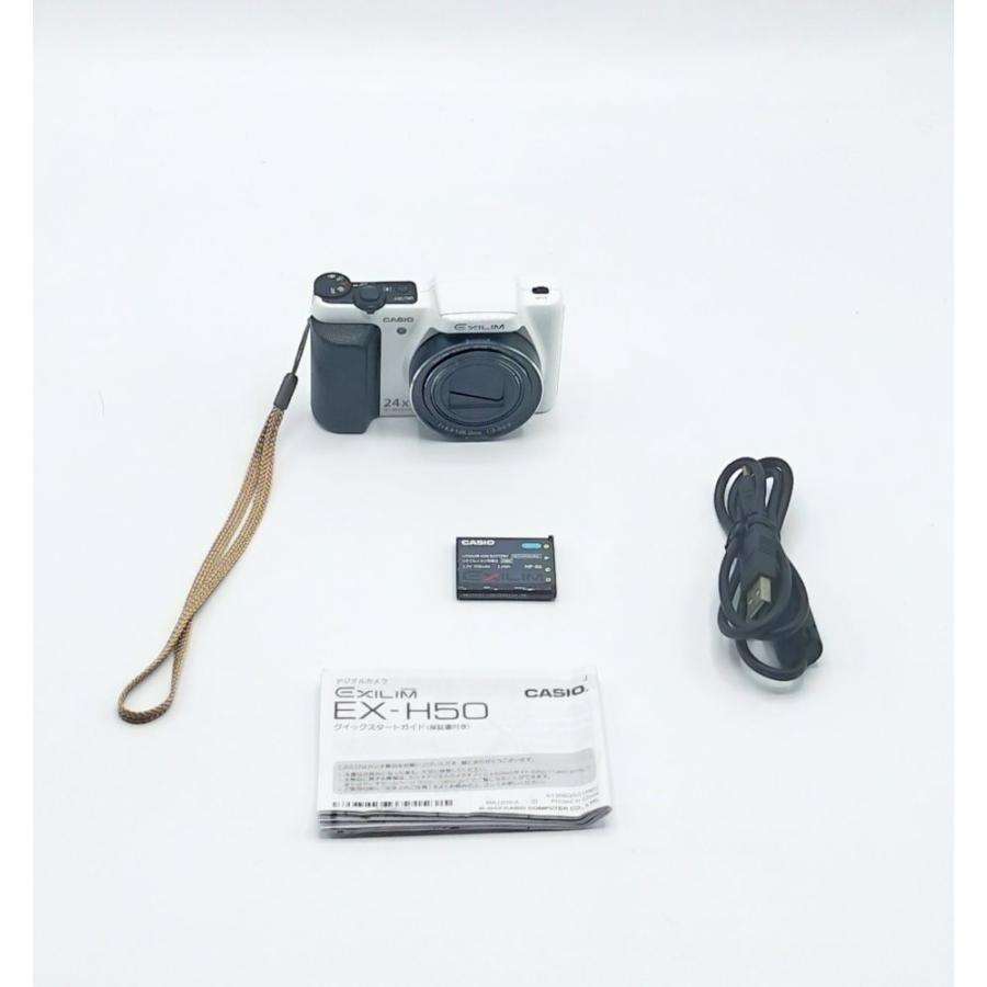 中古 CASIO デジタルカメラ EXILIM 1610万画素 24倍 ホワイト EX-H50WE