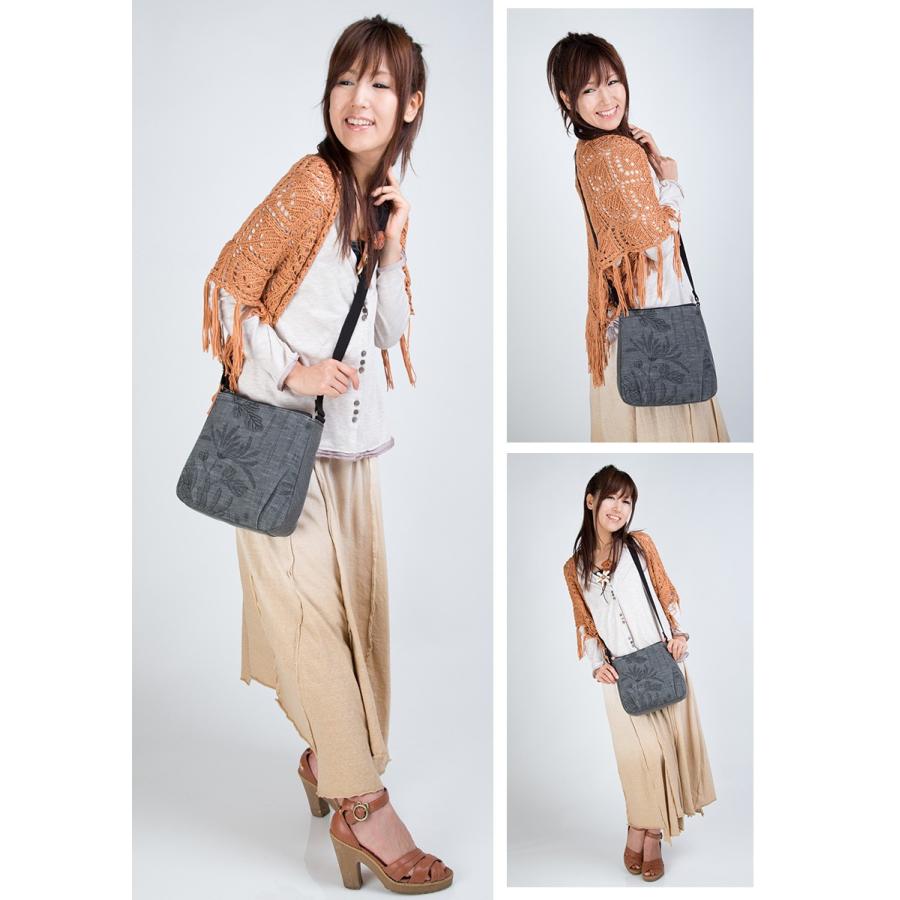 ショルダーバッグ レディース 斜めがけ 軽量 日本製 和装 墨 備長炭