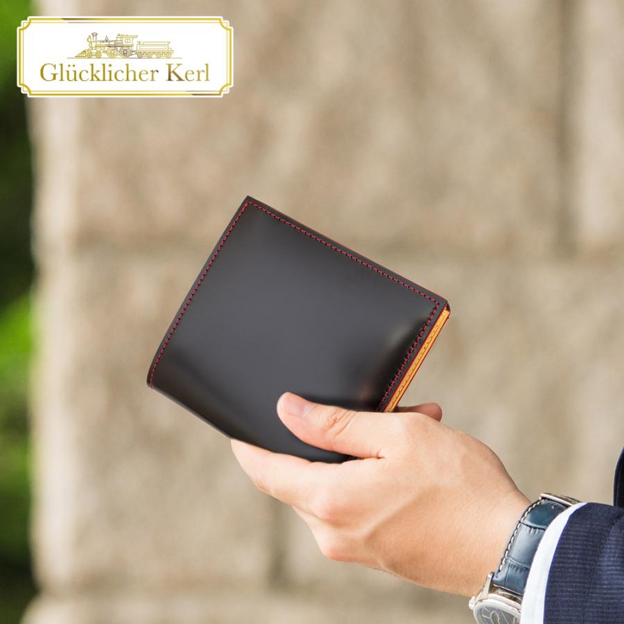 Glucklicher Kerl コードバン 財布 二つ折り メンズ BOX型 小銭入れ 