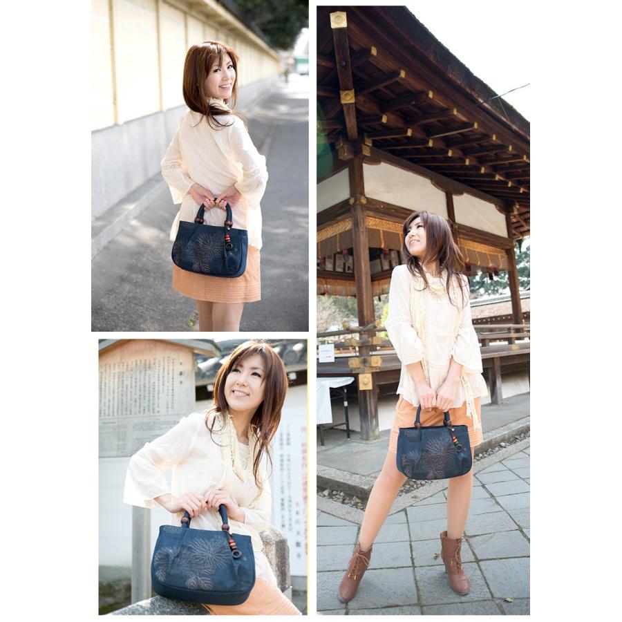 creareきき] トートバッグレディース 小さめ 軽量 日本製 藍 柿渋染め