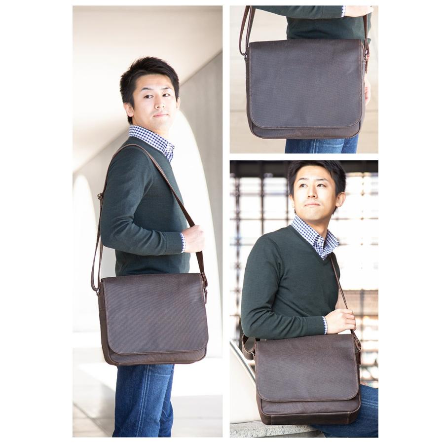 帆布ショルダーバッグ メンズ 斜めがけ 肩掛け 軽量 日本製 柿渋染め