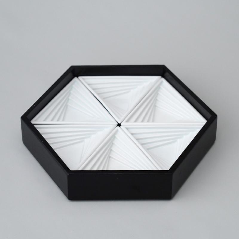 波佐見焼 トライアングル６個用 専用桐箱（黒） 食器 お皿 皿 小鉢 鉢 豆皿 洋食器 白 ホワイト 日本製 国産 日本産 おしゃれ | 