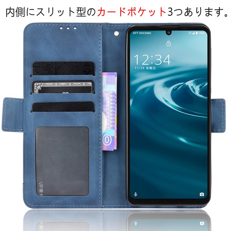 AQUOS sense6 専用レザーケース 手帳型 カード収納付き マグネット開閉 全5色 (sense 6 NTTドコモ docomo SH-54B au SHG05 スタンド機能 収納力抜群 レンズ保護)｜create-discover｜02