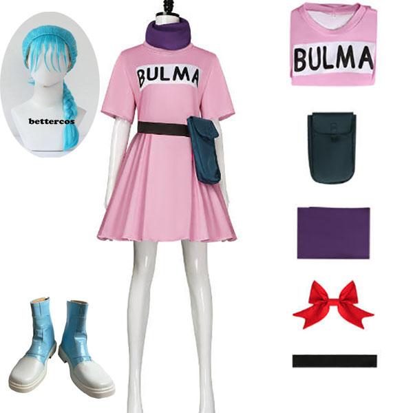 子供/大人用 ドラゴンボール 風 ブルマ/Bulma コスプレ衣装 ウィッグ