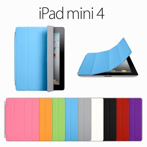 (レビュー記入で送料無料 メール便発送) iPad mini 4 スマートカバー スリープ機能付け 両面カバー 全9色 (iPad mini4 ケース レザーケース case) | 