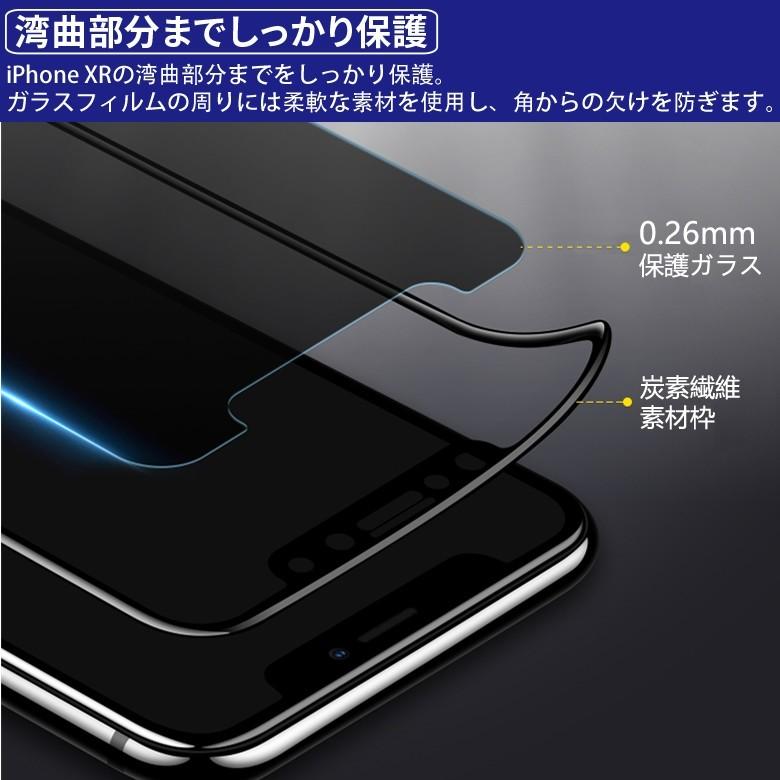 (送料無料) iPhone XR / iPhone 11 覗き見防止 全画面カバー 液晶保護ガラスフィルム 炭素繊維素材枠 (iPhoneXR iPhone11 0.26mm 3D) | iPhone XR | 07