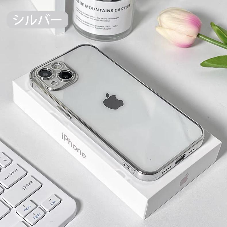 iPhone 14 Pro 用ケース クリア tpu シリコン メッキ加工 iPhone 14 iPhone15 ケース メッキTPU クリア スマホケース