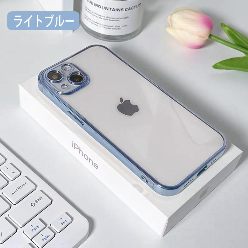 iPhone 15 背面用ケース メッキ加工 TPU 全9色 (iPhone15 ソフトタイプ
