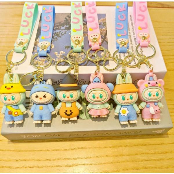 6色 2025新品 labubuラブブ キーホルダー ラバーキー キーリング