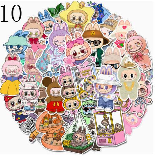 8デザイン ラブブ ステッカー 2PCS 100枚入 防水シールlabubu Q版