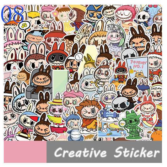 8デザイン ラブブ ステッカー 2PCS 100枚入 防水シールlabubu Q版