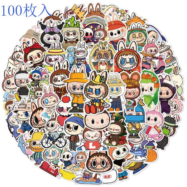 ラブブ ステッカー2PCS 100枚入 防水シールlabubu Q版 アニメ キャラクター 周辺 萌えグッズ 手帳 シール 装飾品 かわいい 漫画 DIYステッカー 人気 | 