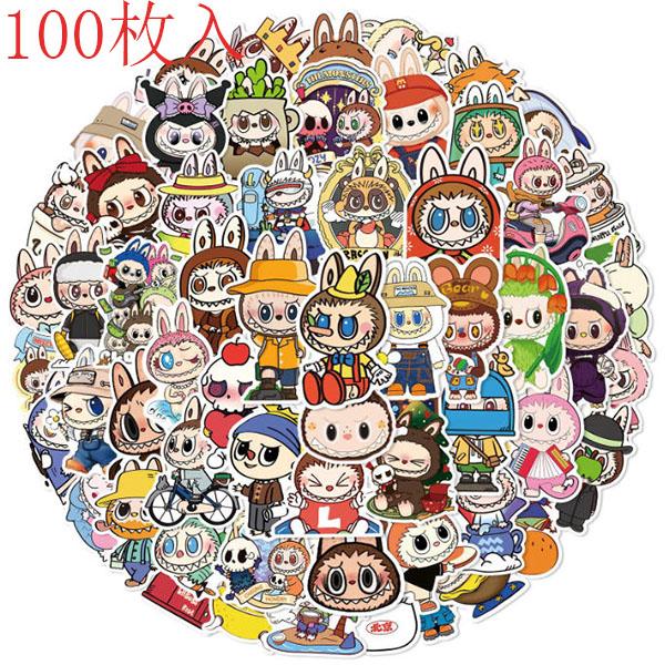 ラブブ ステッカー2PCS 100枚入 防水シールlabubu Q版 アニメ キャラクター 周辺 萌えグッズ 手帳 シール 装飾品 かわいい 漫画 DIYステッカー 人気 | 