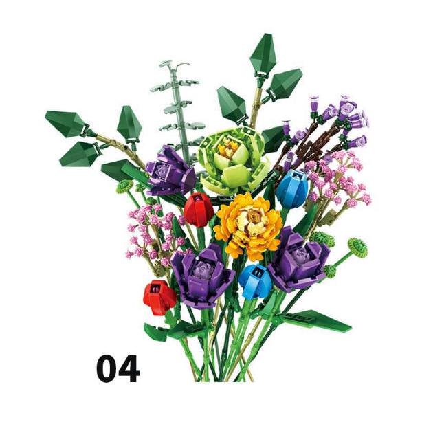 4色 母の日 花 ブロック おもちゃ ブロック互換 レゴ フラワー 枯れ
