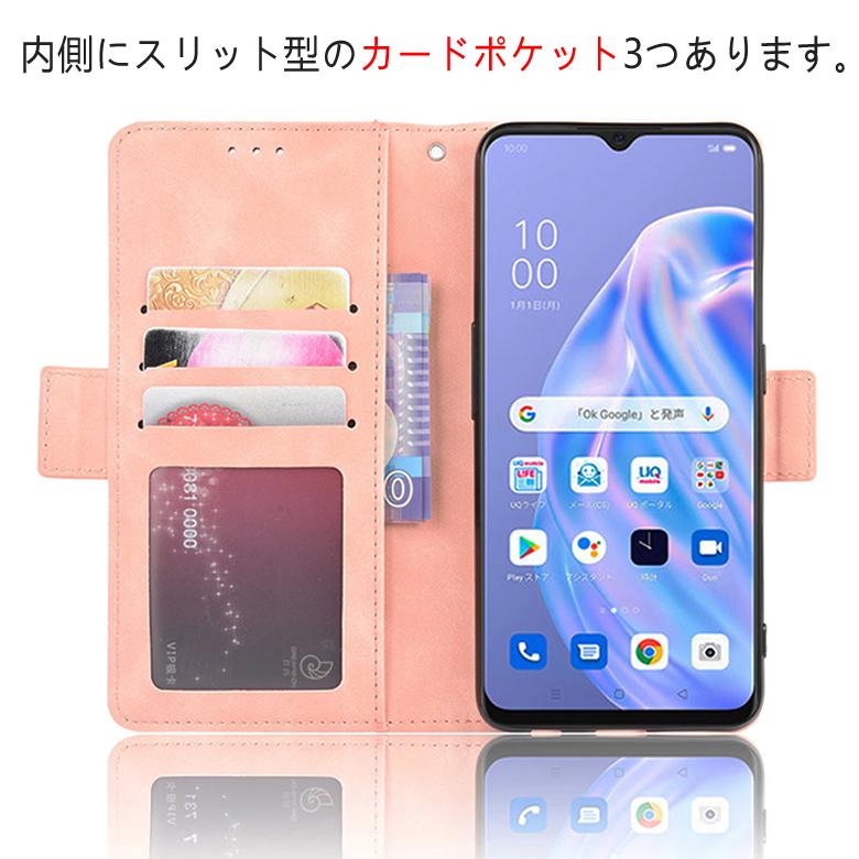 Reno OPPO Reno3 A 専用レザーケース 手帳型 カード収納付き