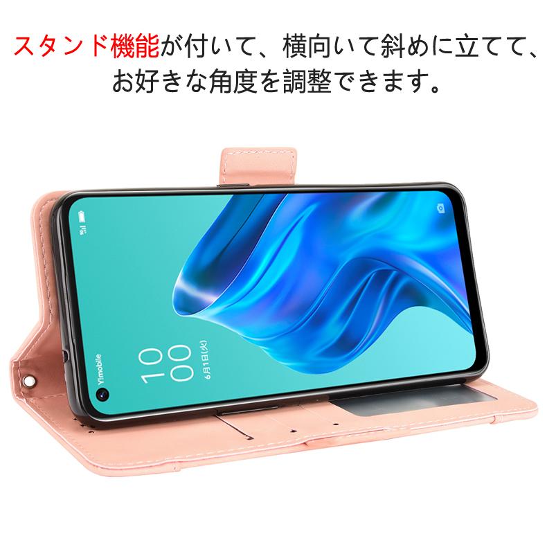 Reno OPPO Reno5 A 専用レザーケース 手帳型 カード収納付き