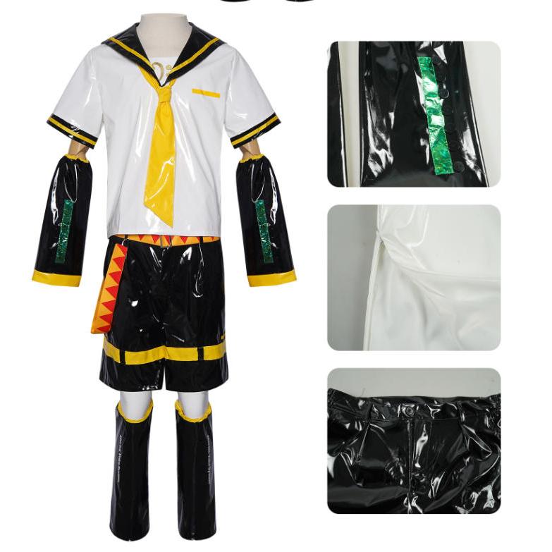 鏡音リン・レン コスプレ衣装 フルセット ウィッグ&イヤホン付属 黄黒