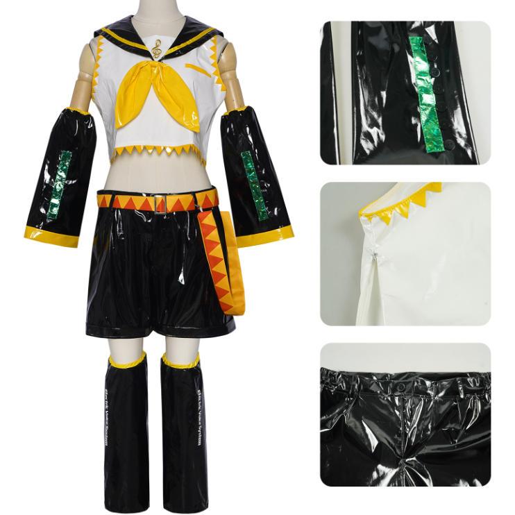 鏡音リン・レン コスプレ衣装 フルセット ウィッグ&イヤホン付属 黄黒