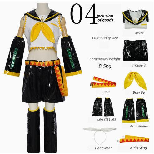 鏡音リン・レン コスプレ衣装 フルセット ウィッグ&イヤホン付属 黄黒