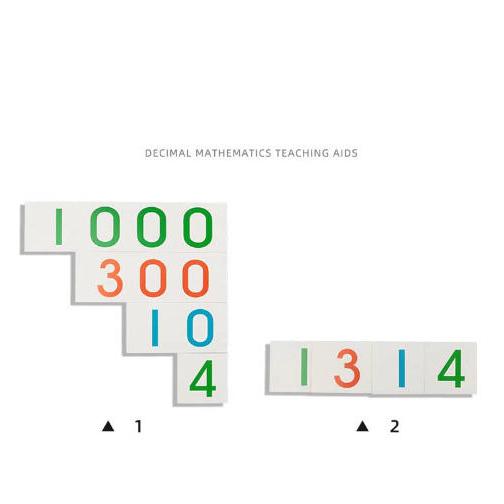 モンテッソーリ教具 十進法1-1000の金ビーズ 数字カードセット 早期