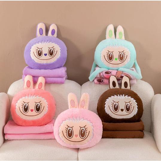 labubuラブブ ぬいぐるみ ブランケット付き ギフト クッション 抱き枕