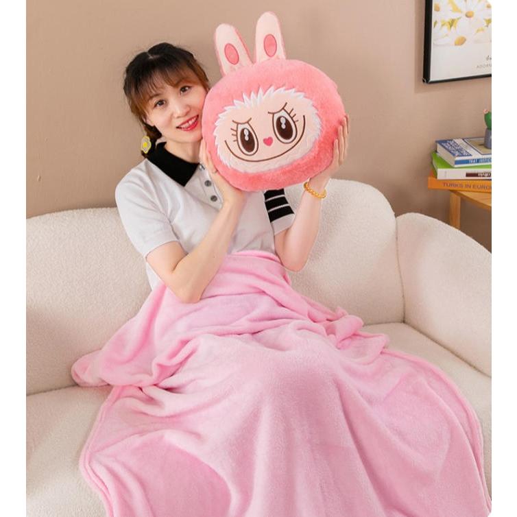 labubuラブブ ぬいぐるみ ブランケット付き ギフト クッション 抱き枕