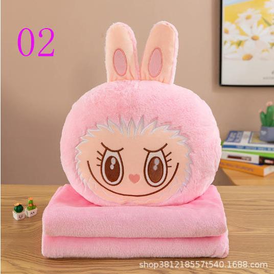 labubuラブブ ぬいぐるみ ブランケット付き ギフト クッション 抱き枕