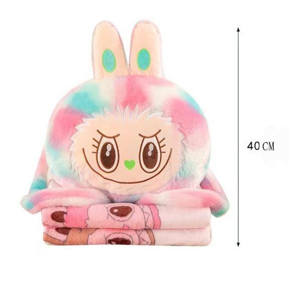 labubuラブブ ぬいぐるみ ブランケット付き ギフト クッション 抱き枕