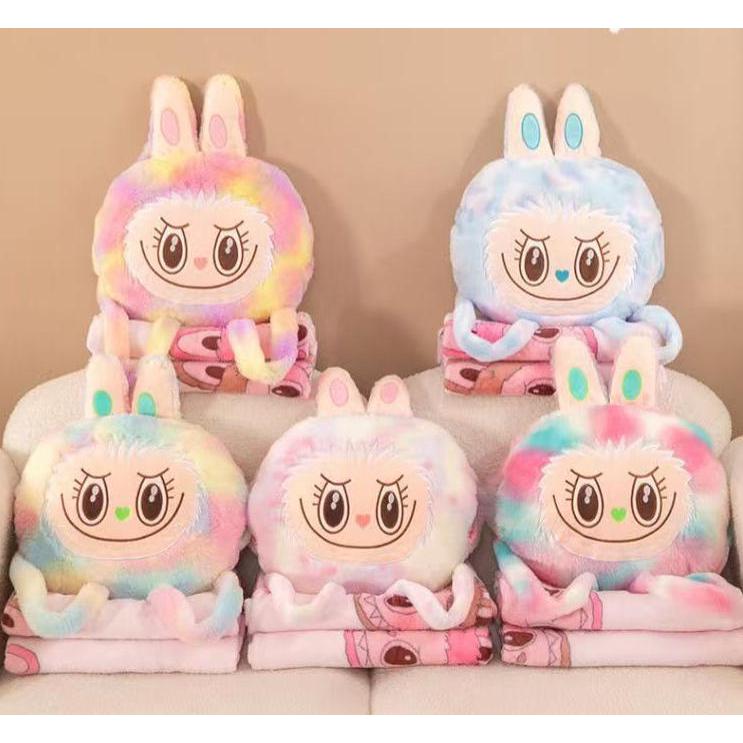 labubuラブブ ぬいぐるみ ブランケット付き ギフト クッション 抱き枕