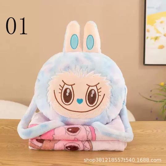 labubuラブブ ぬいぐるみ ブランケット付き ギフト クッション 抱き枕