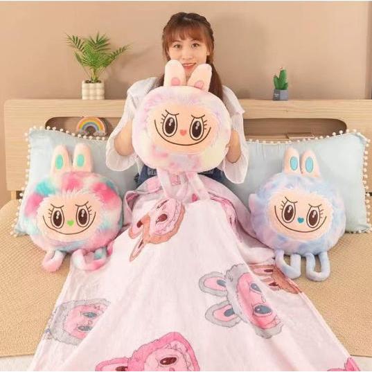 labubuラブブ ぬいぐるみ ブランケット付き ギフト クッション 抱き枕