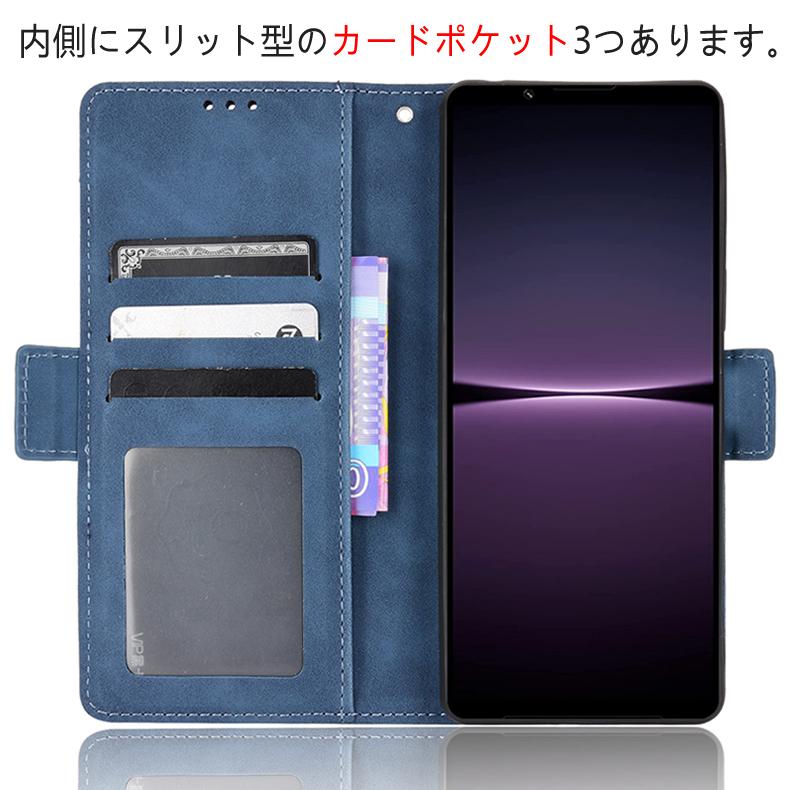 Xperia Sony 1 IV 専用レザーケース 手帳型 カード収納付き マグネット