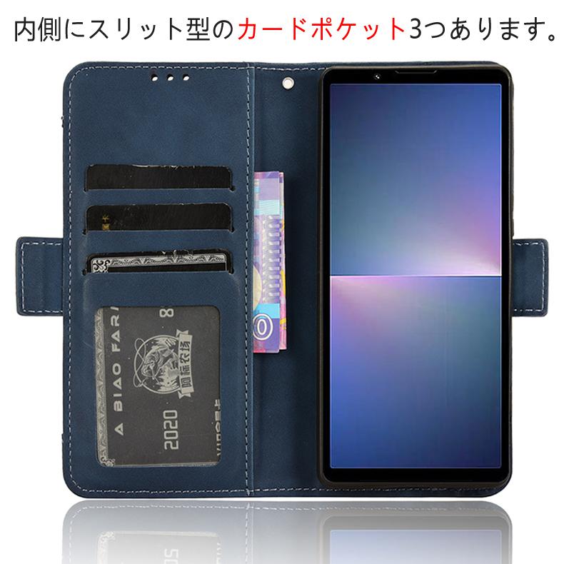 Xperia 5 Sony V 専用レザーケース 手帳型 カード収納付き マグネット