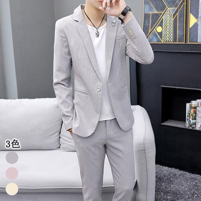スーツ メンズ 春 秋 薄手 フォーマル 2点セット 結婚式 パーティー