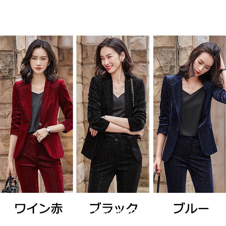 ベロア ワイン赤 スーツ レディース 長袖スーツ パンツスーツ ベロア ワイン赤 スーツ レディース 長袖スーツ パンツスーツ