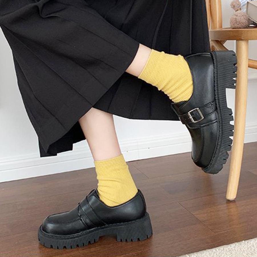 ローファー レディース 靴 シューズ レザー調 合皮 厚底 履き