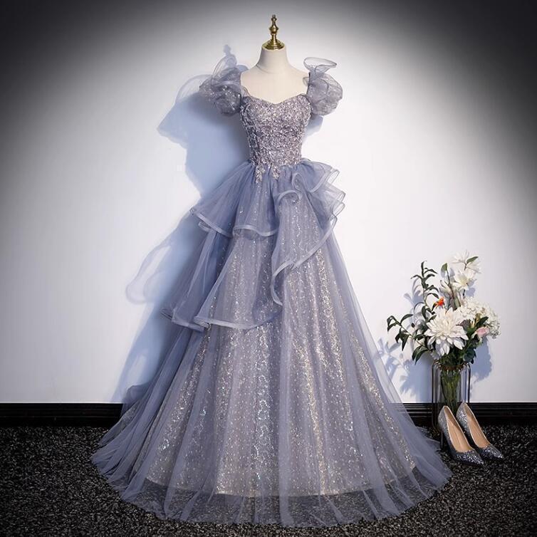 大特価】イブニングドレス グレー シャンパン色 発表会ドレス フレア