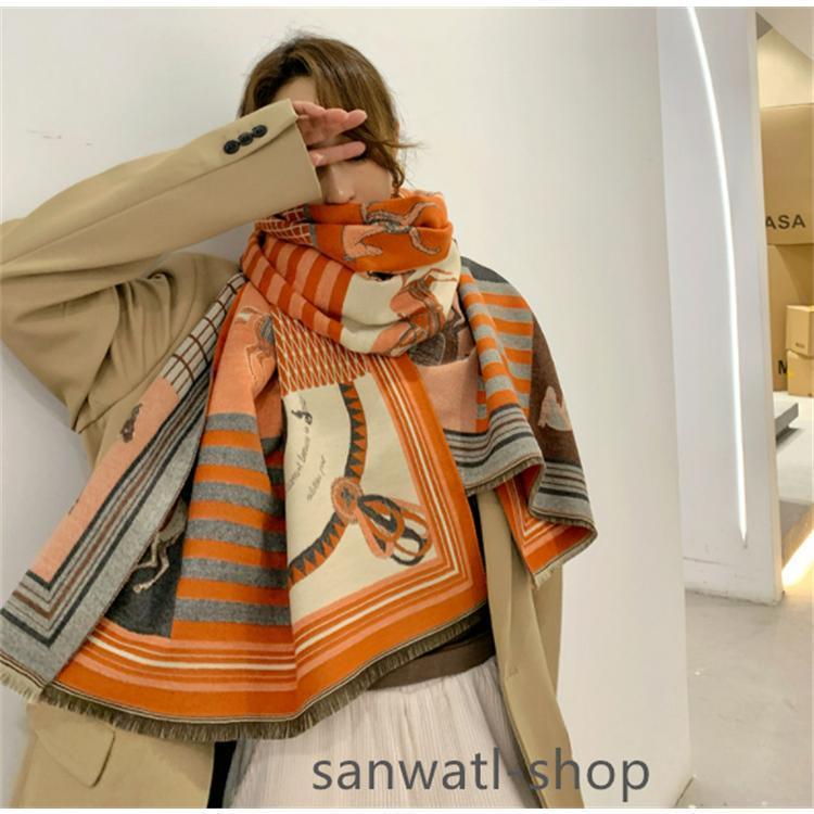 美品　マフラー　ショール　高級感　おしゃれ 大 ホース柄 ストール ショール マフラー 馬柄 カシミヤ ブランケット
