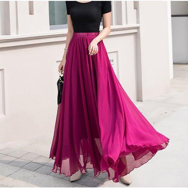 全16色シフォンスカートマキシスカート フレアスカート シフォン