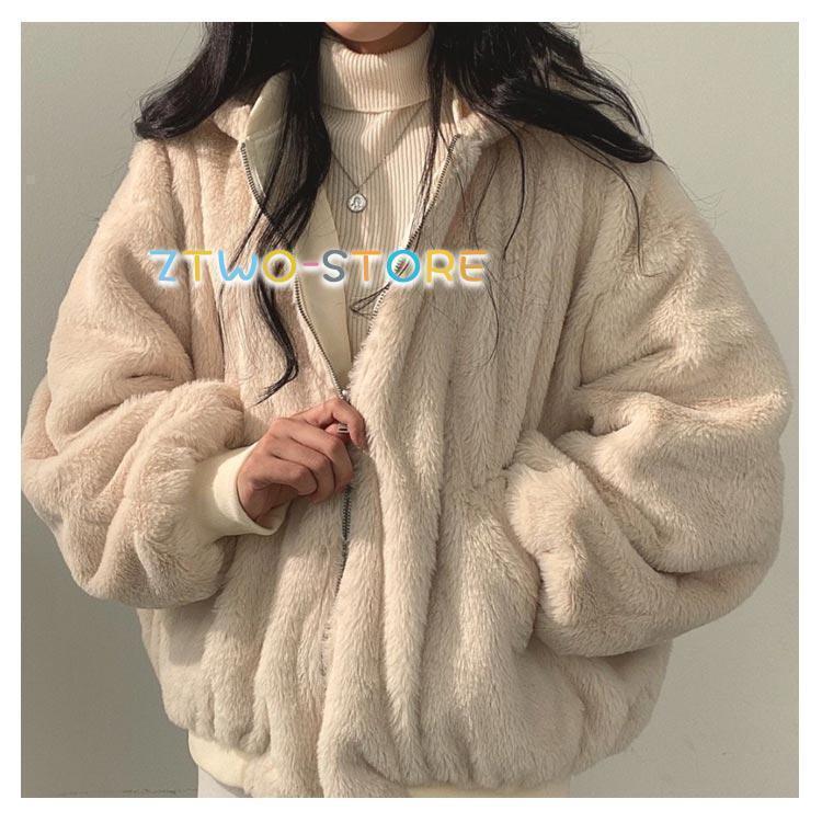 特価】リバーシブル ボアブルゾン フリース ジャケット レディース