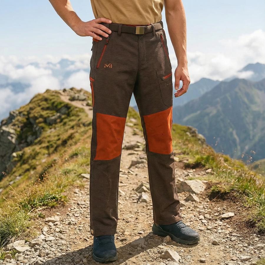 新品タグ付 MILLET ミレー トレッキングパンツ ブラウン×オレンジ S ベルト付 登山 アウトドア 韓国展開モデル | 