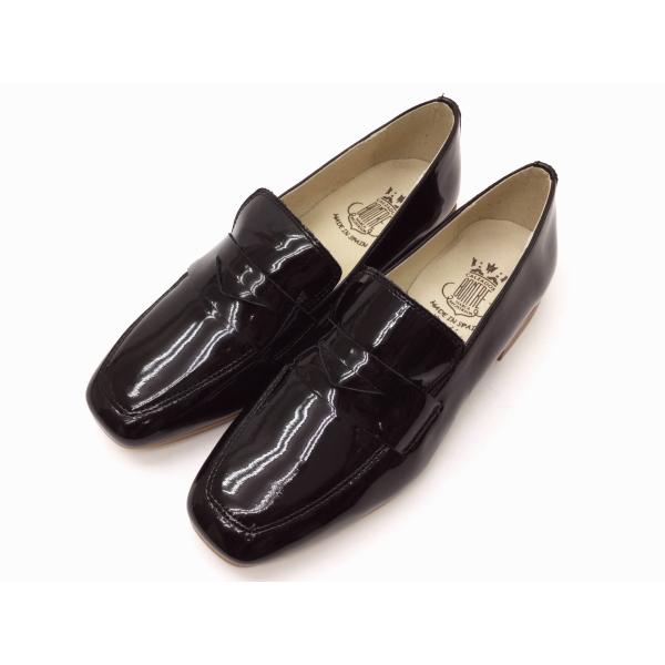 ボントレ Bontre Blackエナメル 靴 レディース スクエアコインローファー Shoes Shop Creation 通販 Yahoo ショッピング