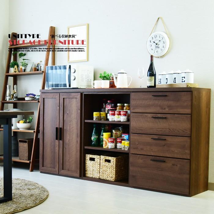 キッチンカウンター 幅180cm 日本製 サイドボード 書棚 リビングボード 食器棚｜creation-style